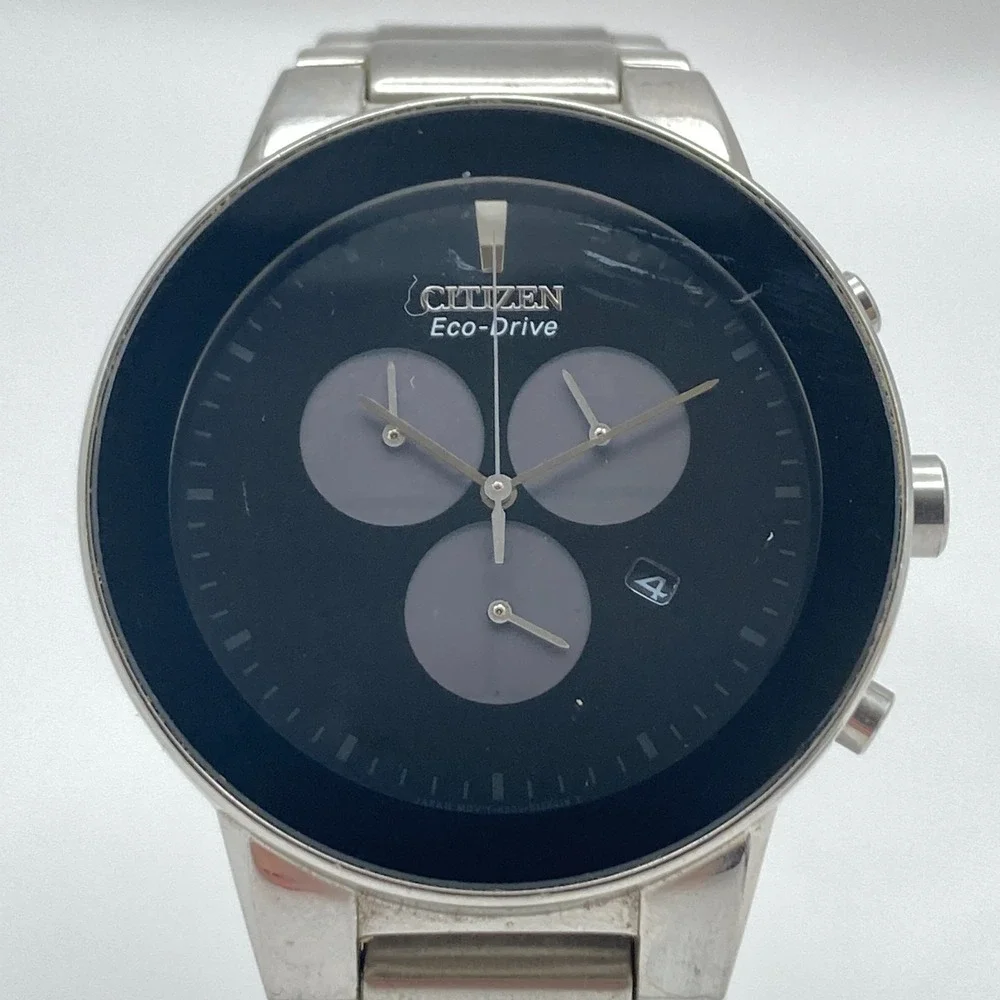 Citizen Eco-Drive Axiom Chronograph Watch Men 38mm Black Date H504-S086906 7.25